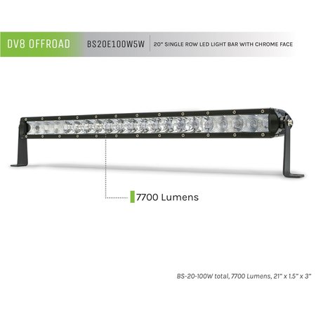 DV8 OFFROAD 20 INCH LIGHT BAR SLIM 100W SPOT 5W CREE LED BLACK BS20E100W5W